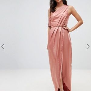ASOS Rose Gold 1-Shoulder Maxi Dress